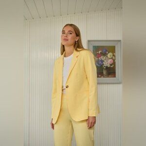 NWT KAFFE Kasakura Pale Banana Blazer